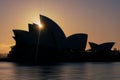 Idyllic scene of Sydney Opera House with the sun setting behind it