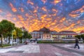 Idyllic scenery of the main square in Sopot city at sunset, Poland Royalty Free Stock Photo