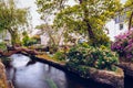 Idyllic scenery at Pont-Aven, a commune in the Finistere department of Brittany (Bretagne) in northwestern France Royalty Free Stock Photo