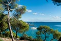Idyllic sea view with yacht in Majorca