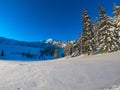 Kor Alps - Idyllic ski tour hiking trail to snow covered mountain peak Grosser Speikkogel on Kor Alps, Lavanttal Alps