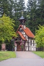 Idyllic small half-timbered chapel by the woodland