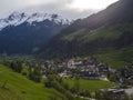 Idyllic spring mountain rural landscape. View over Stubaital or Stubai Valley near Innsbruck, Austria with village