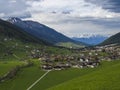 Idyllic spring mountain rural landscape. View over Stubaital or Stubai Valley near Innsbruck, Austria with village Neder