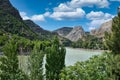 Idyllic spring summer landscape with clear mountain lake in Europe Royalty Free Stock Photo