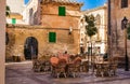 Idyllic square in Manacor town on Majorca island, Spain