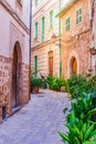 Idyllic street in beautiful village Fornalutx, Majorca Spain Royalty Free Stock Photo