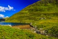 Idyllic summer landscape with clear mountain lake Royalty Free Stock Photo