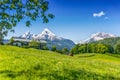 Idyllic summer landscape with traditional farm house in the Alps