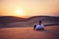 Idyllic sunrise in desert Royalty Free Stock Photo