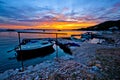 Idyllic sunset in old fishermen harbor Royalty Free Stock Photo