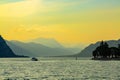 Idyllic sunset over Lake Como next to Lecco city, Lombardy, Italy Royalty Free Stock Photo