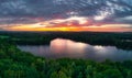 Idyllic sunset over the lake in Poland