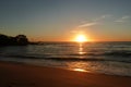 Sri Lanka paradise beach with white sand, Palm trees and a scenic sunset Royalty Free Stock Photo