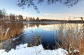 Idyllic Swedish lake landscape in winter Royalty Free Stock Photo