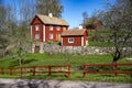 Idyllic Swedish Rural Red Cottage Village Rottle By Near Town Granna