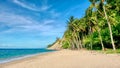 An idyllic tropical beach scene on Mindoro Island in the Philippines.