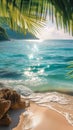 Idyllic tropical coastline with clear turquoise water during summer sunset