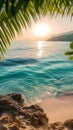 Idyllic tropical coastline with clear turquoise water during summer sunset