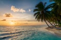 Idyllic tropical coastline at sunset, serene summer vacation scene