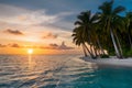 Idyllic tropical coastline at sunset, serene summer vacation scene