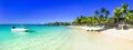 Tropical luxury resort a nd beach of Mauritius island Royalty Free Stock Photo