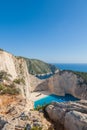 Idyllic view of beautiful Navagio Beach on Zakynthos Island in Greece Royalty Free Stock Photo