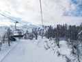 Idyllic view from chairlift ski resort Royalty Free Stock Photo
