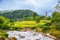 Idyllic view in Glendalough Valley, County Wicklow, Ireland. Mountains, lake and tourists walking paths Royalty Free Stock Photo