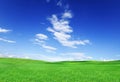 Idyllic view, green hills and blue sky