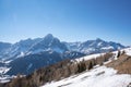 Idyllic view of majestic kronplatz mountain range and trees against clear sky Royalty Free Stock Photo