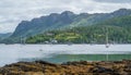 Idyllic view of Plockton, village in the Highlands of Scotland in the county of Ross and Cromarty.