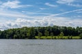 Idyllic view of the Rhine River banks and forests in northeastern Siwtzerland near Basel Royalty Free Stock Photo