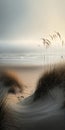 Idyllic view of the seaside grass on the beach. Ai generative
