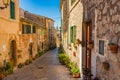 Idyllic view of street in famous village Valldemossa on Majorca island, Spain