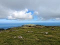 Idyllic view from the top of the hill overlooking the sea and the layers of clouds Royalty Free Stock Photo