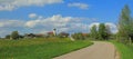 Idyllic village with church, bavarian landscape Royalty Free Stock Photo