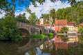 Idyllic village at the river Naab