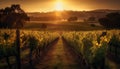 Idyllic vineyard in Napa Valley, harvesting fruit in rows generated by AI Royalty Free Stock Photo