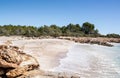 Idyllic white sand beach on the Mediterranean coast.