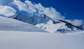 Idyllic winter landscape in the Austrian Alps. Walsertal, Vorarlberg, Austria. Royalty Free Stock Photo
