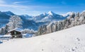 Idyllic winter landscape in the Bavarian Alps, Berchtesgaden, Germany Royalty Free Stock Photo