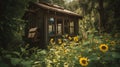 Idyllic Wooden Cottage in Tranquil Icelandic Campsite, Surrounded by Serene Forest