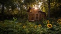 Idyllic Wooden Cottage in Tranquil Icelandic Campsite, Surrounded by Serene Forest