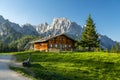 Idyllic wooden hut in the Alps, Salzburg, Austria Royalty Free Stock Photo