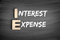 IE - Interest Expense acronym, business concept on blackboard