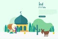 Ied Al Adha landing page background illustration vector