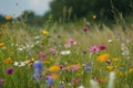 ields of wildflowers in full bloom, attracting butterflies and capturing the essence of summer Royalty Free Stock Photo