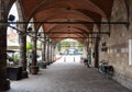 Ieper, West Flanders Region - Belgium - Arched halls at the market square in old town