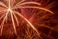 Iew on bright fireworks in night sky Royalty Free Stock Photo